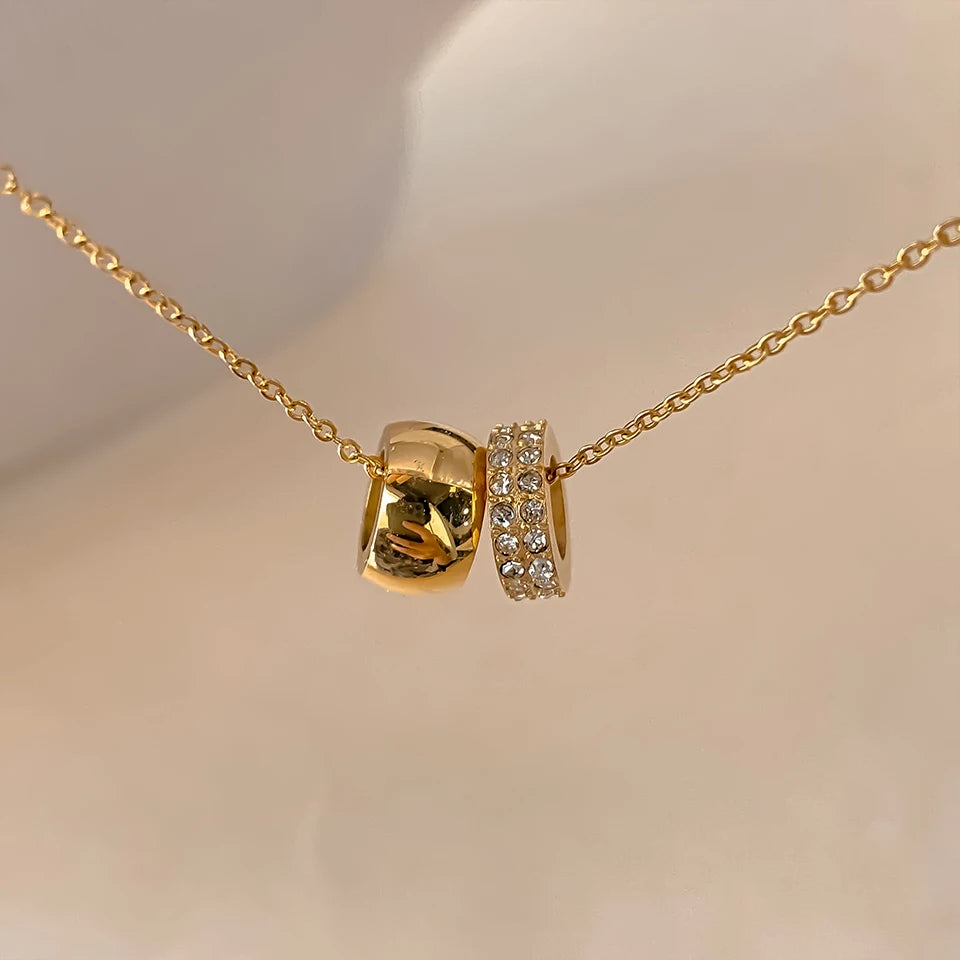 Crystal & Gold Ring Necklace
