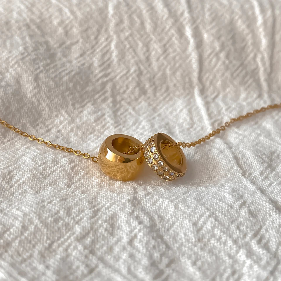 Crystal & Gold Ring Necklace