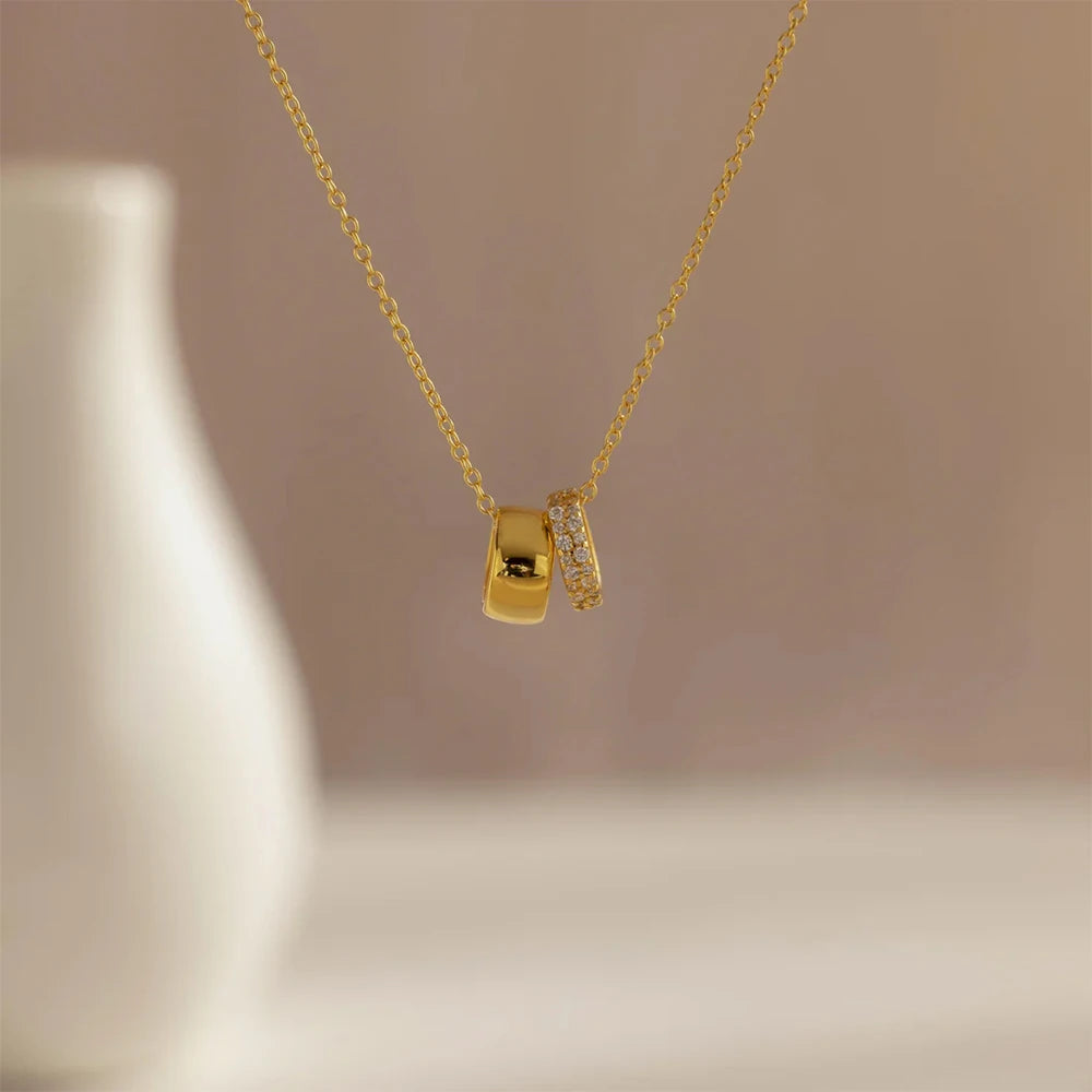 Crystal & Gold Ring Necklace