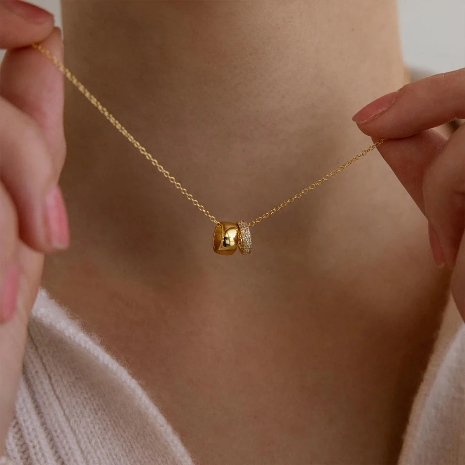 Crystal & Gold Ring Necklace