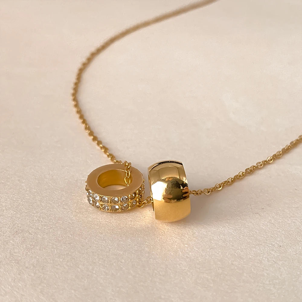 Crystal & Gold Ring Necklace