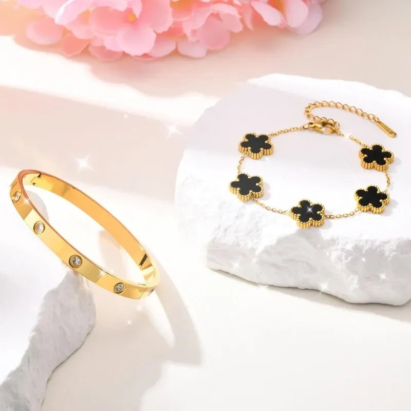 Stackable Gold Bracelet & Bangle Set