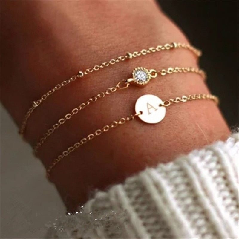 Minimalist Initial Charm Bracelet