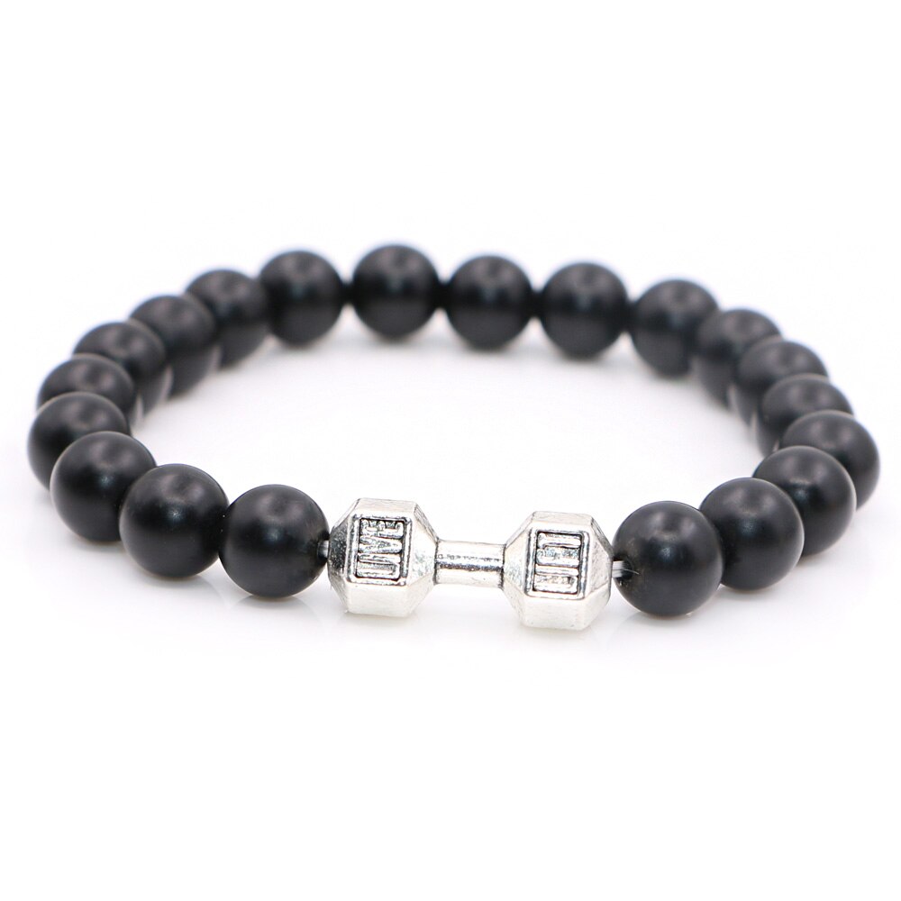 Dumbbell + Stone Beads Bracelet