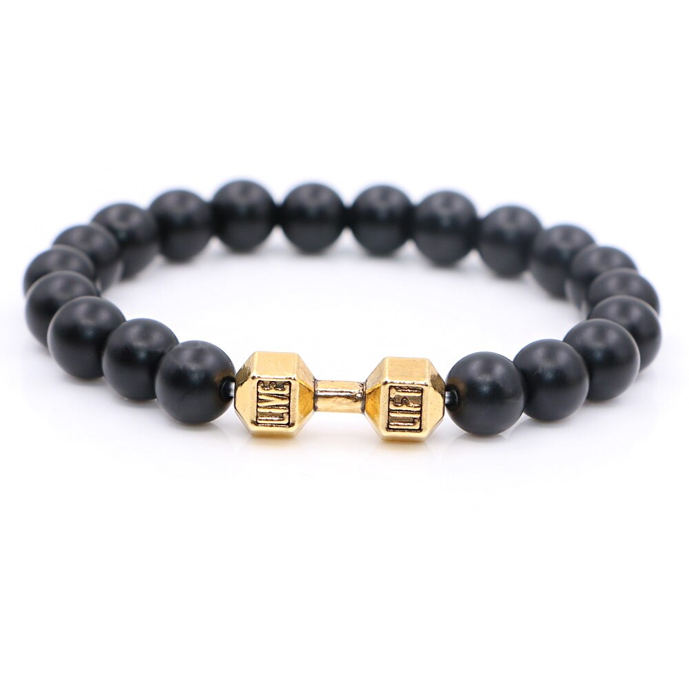 Dumbbell + Stone Beads Bracelet