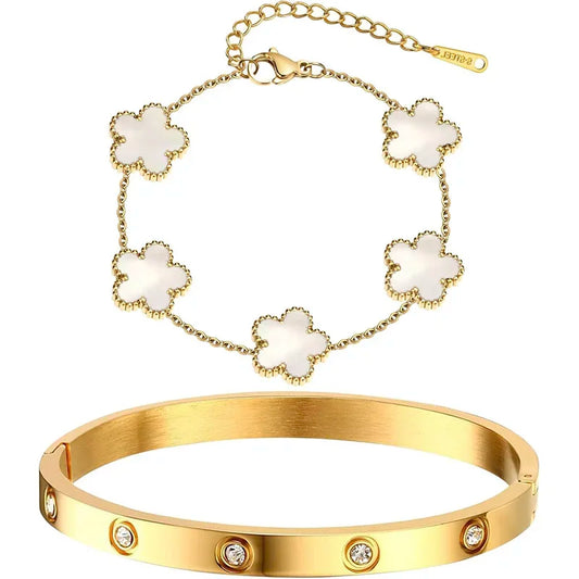 Stackable Gold Bracelet & Bangle Set