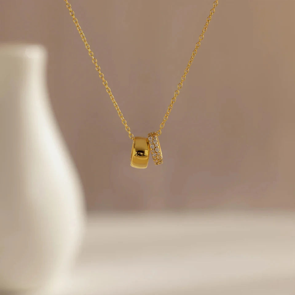 Crystal & Gold Ring Necklace