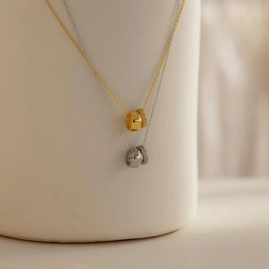 Crystal & Gold Ring Necklace