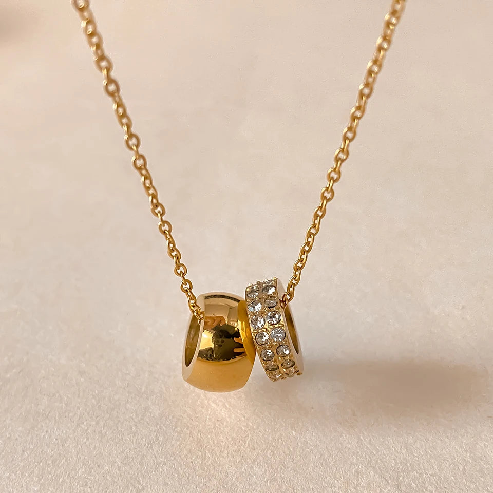 Crystal & Gold Ring Necklace
