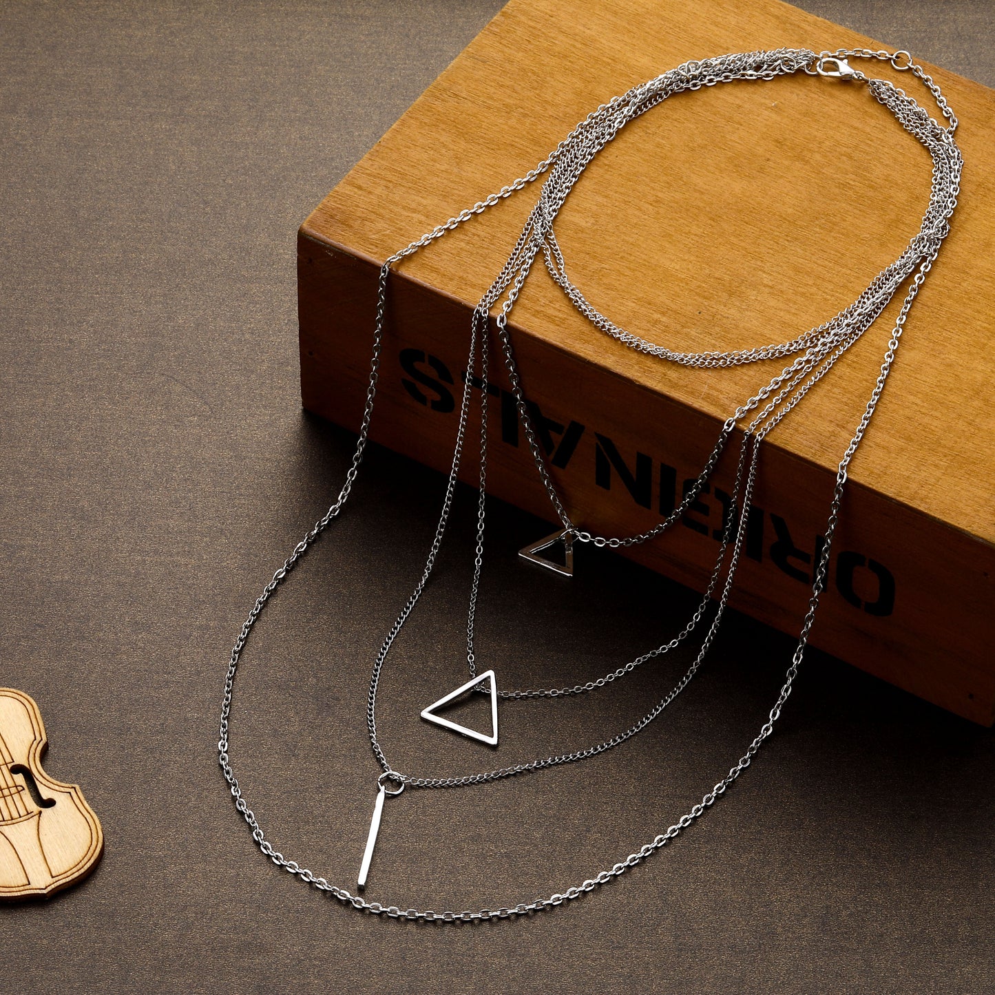 Bohemian Triangle + Bar Layered Necklace