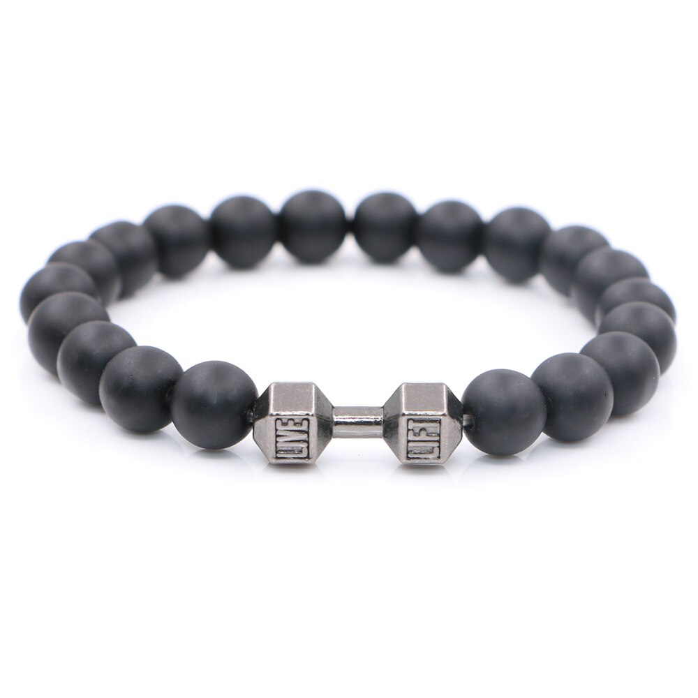 Dumbbell + Stone Beads Bracelet